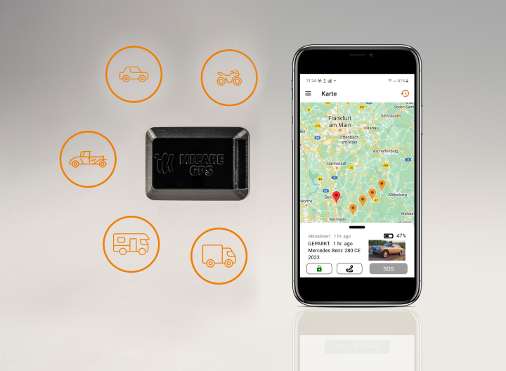 Intuitive Nutzung:  Die zwei Tasten rechts und links unten steuern den GPS Tracker