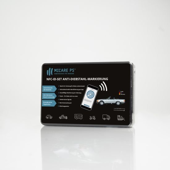 MICARE NFC-ID-SET Small anti-theft marking for classic cars and youngtimers 6-piece SET incl. car badge.