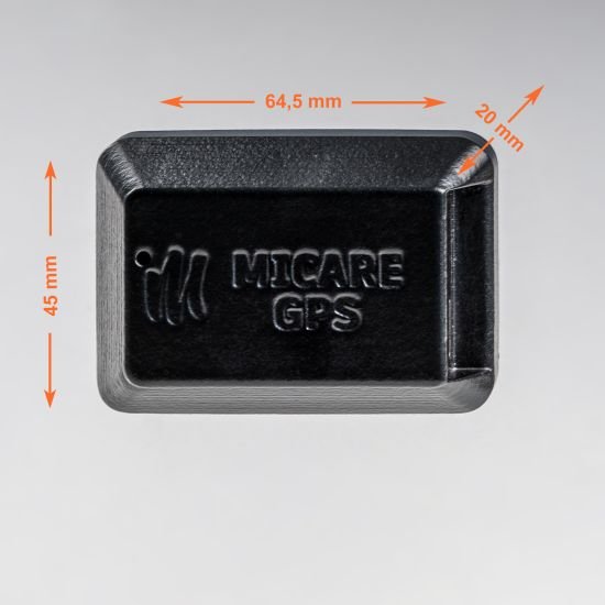 MICARE GPS tracker with interval and real-time location via app includes SIM card with 24 months connectivity and double-sided gel adhesive pad