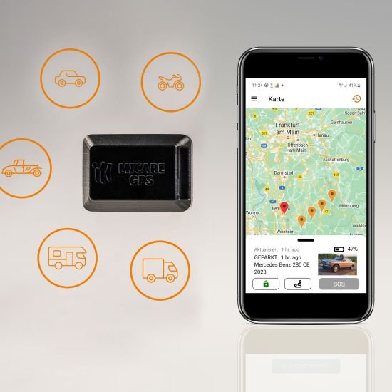 MICARE GPS tracker with interval and real-time location via app includes SIM card with 24 months connectivity and strong magnet